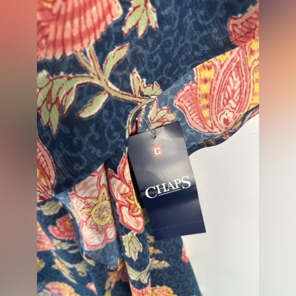 Chaps Women’s Size‎ M Blue Short Sleeve Henley-New - Picture 6 of 11